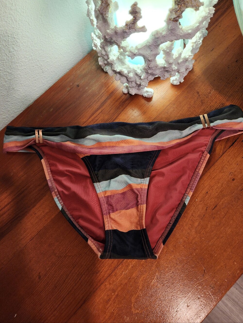 NEW! VIX PAULA HERMANNY SZ S Striped Rust & Black Women’s Bikini Bottoms